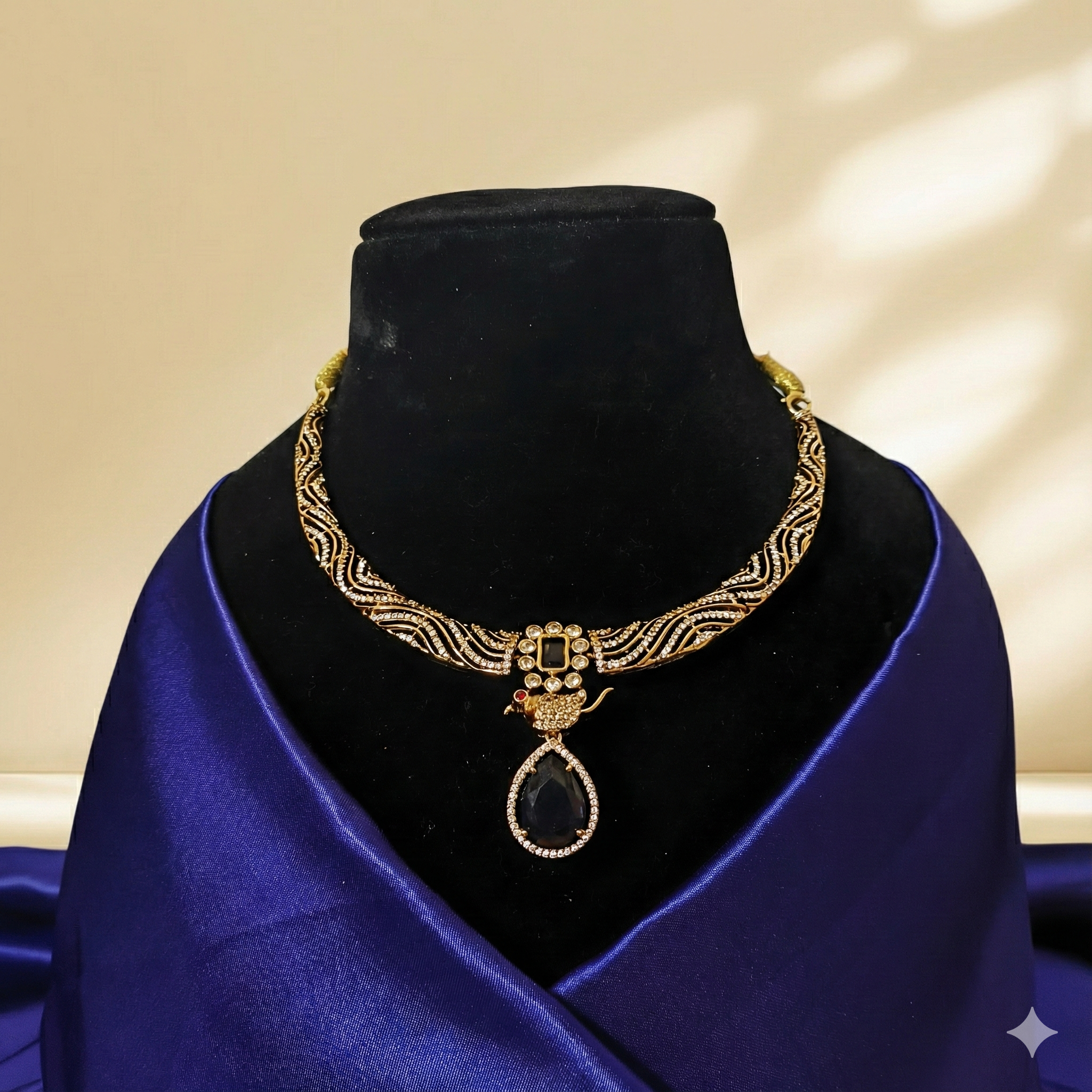 Amethyst Tone Parrot Motif Kanti Set