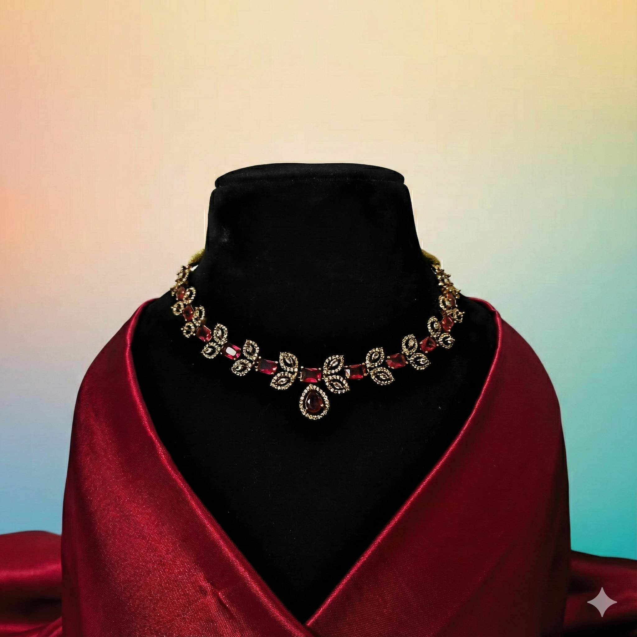 Elegant Leaf-Inspired CZ Necklace Set