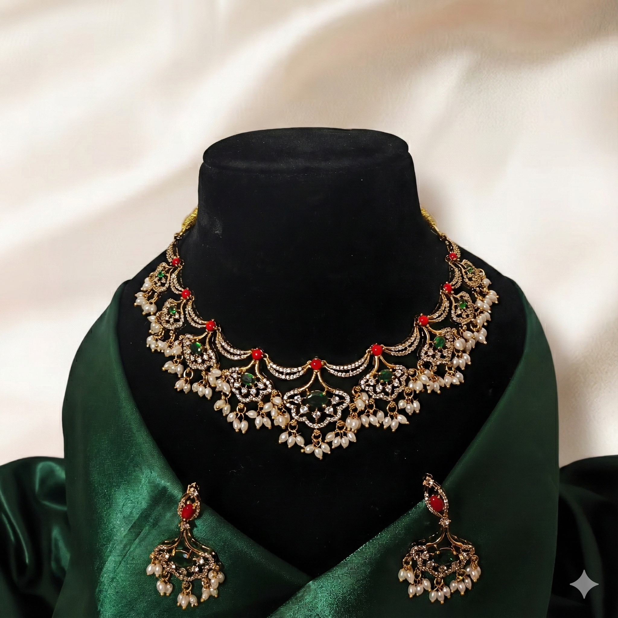 Elegant Chandbali Choker Set with Rice Pearls