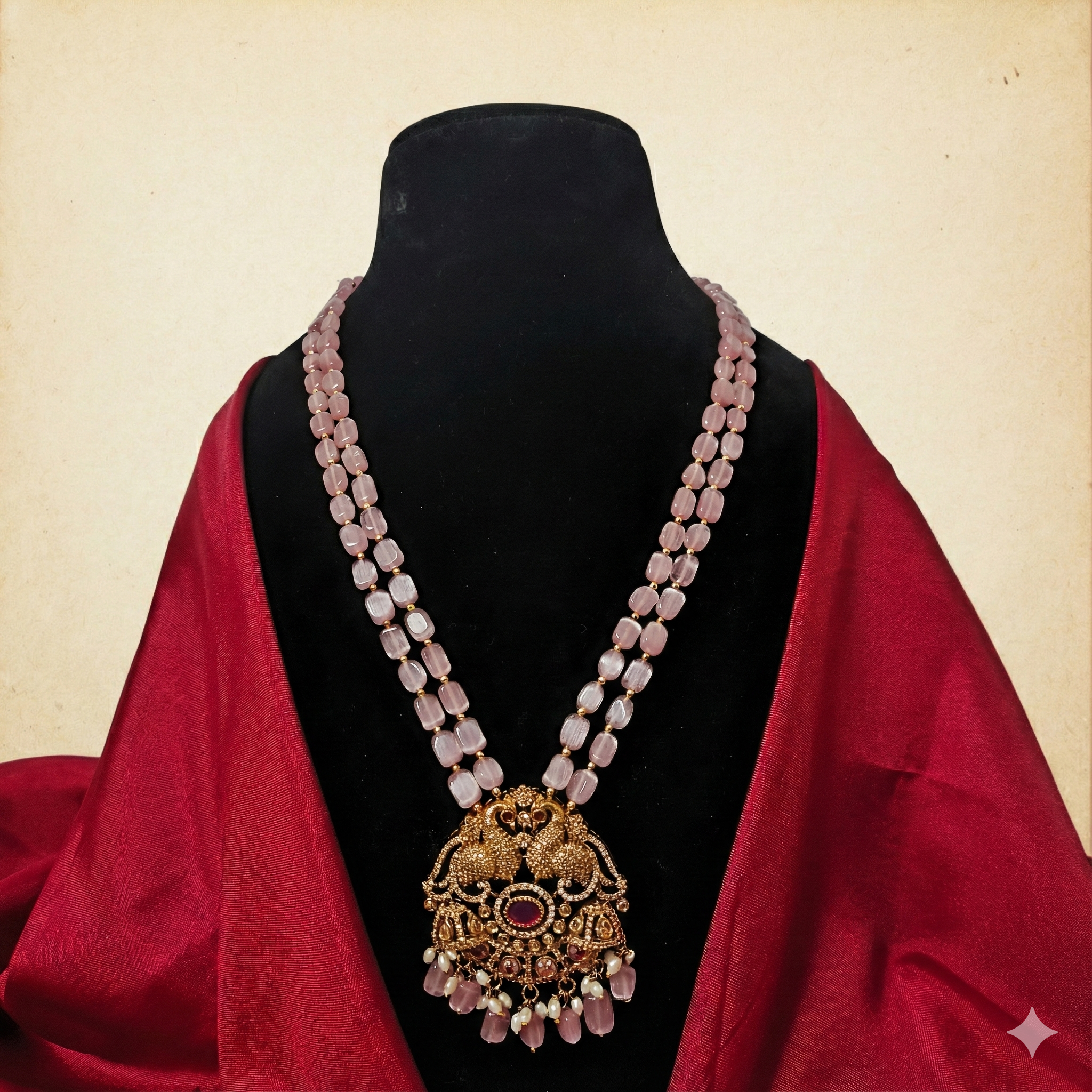 Victorian Peacock Monalisa Set with Pearls