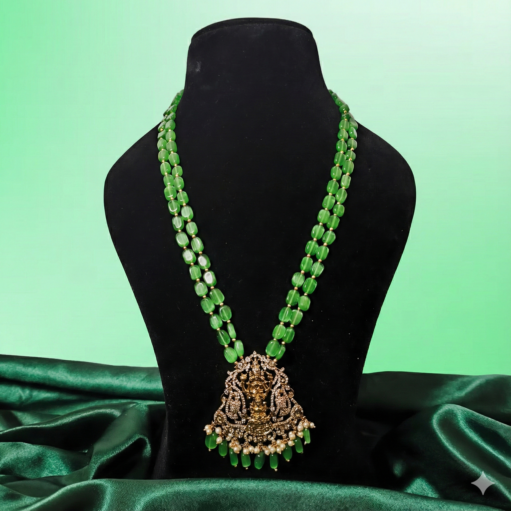 Parrot Motif Vishnu–Lakshmi Temple Mala