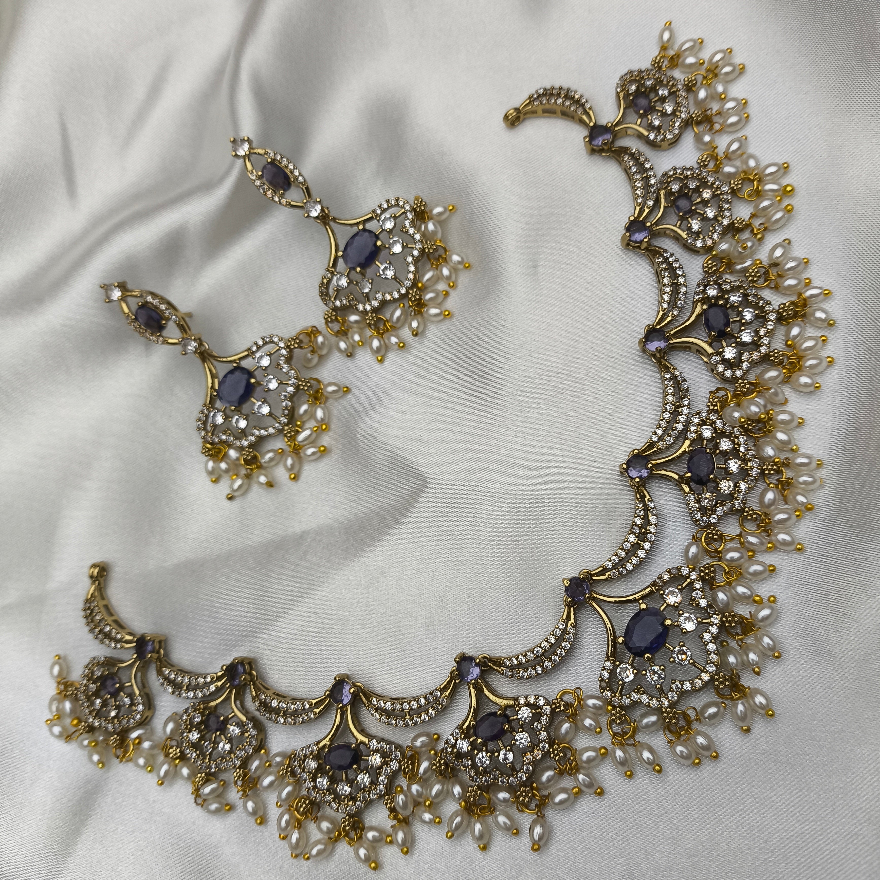Elegant Chandbali Choker Set with Rice Pearls