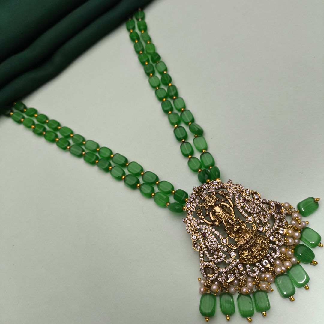 Parrot Motif Vishnu–Lakshmi Temple Mala