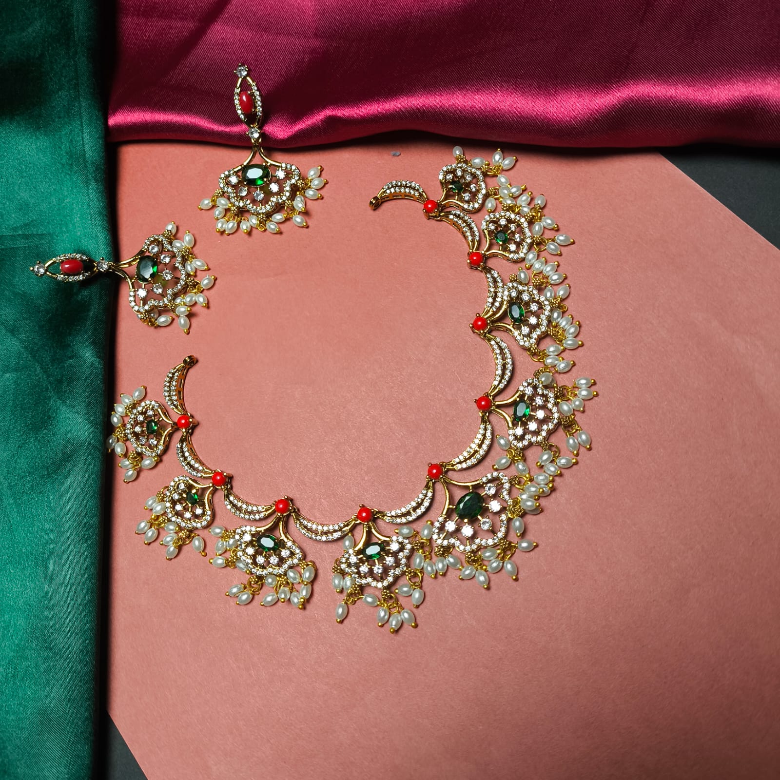 Elegant Guttapusalu Chandbali Choker Set