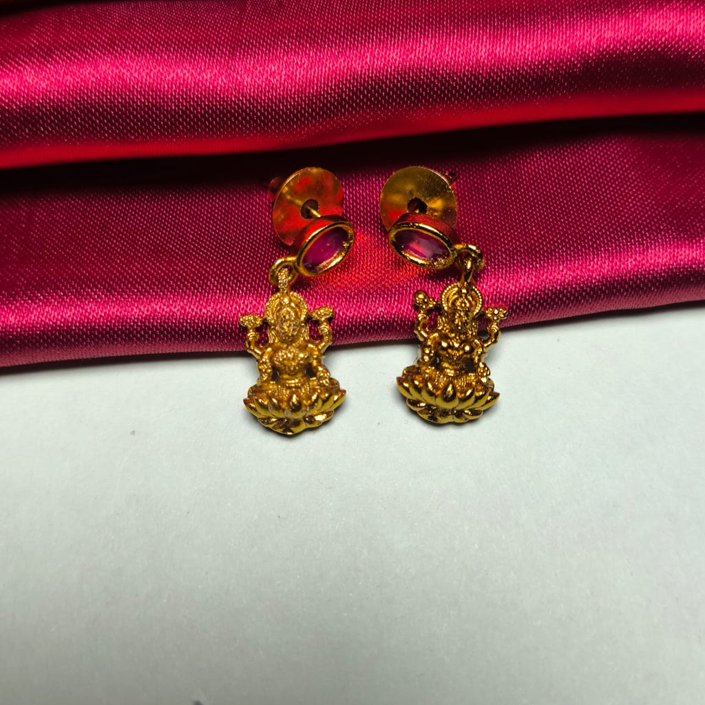 Pink Kemp Lakshmi Devi Temple Necklace Set