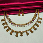 Pink Kemp Lakshmi Devi Temple Necklace Set