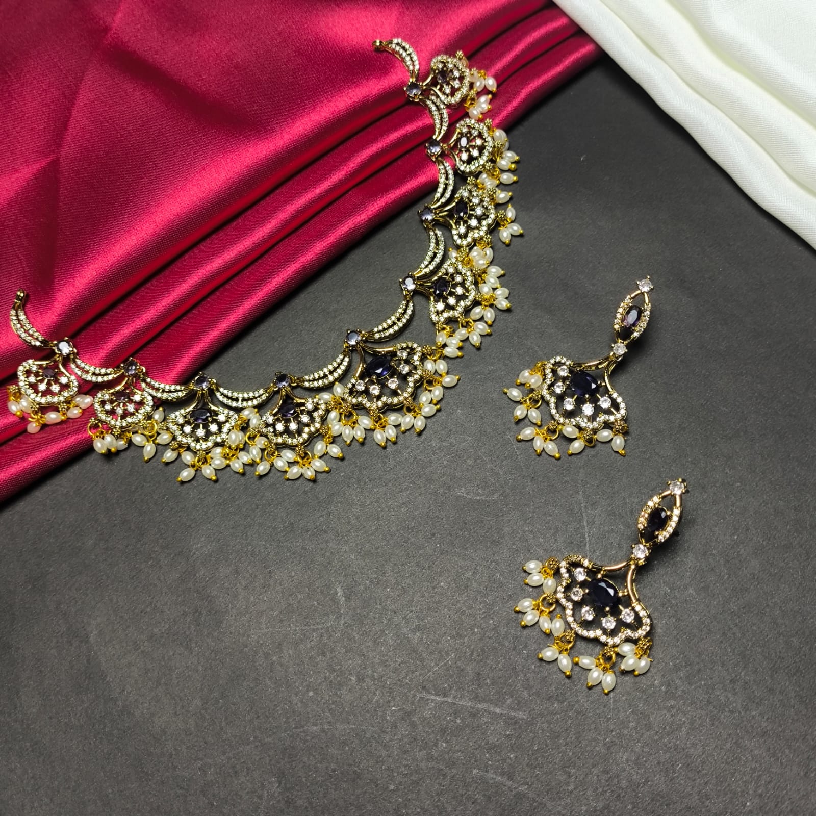 Elegant Guttapusalu Chandbali Choker Set