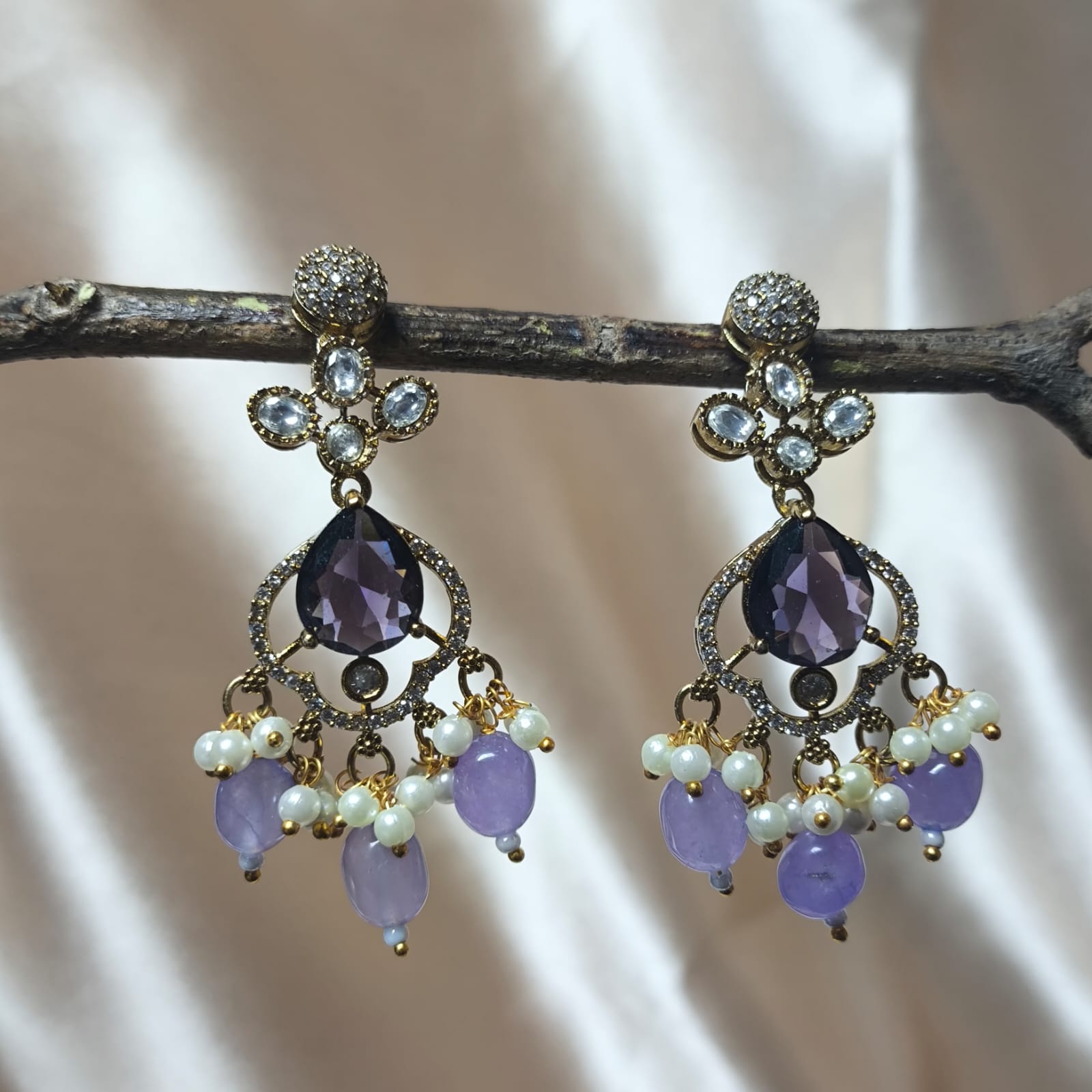 Vintage Paisley AD Choker Set with Pearls