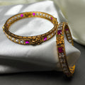 Lakshmi Devi Pink Stone Temple Bangles