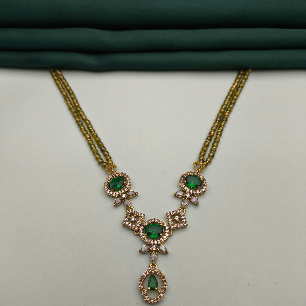 Tear-Drop Pendant Crystal Bead Necklace