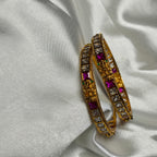 Lakshmi Devi Pink Stone Temple Bangles