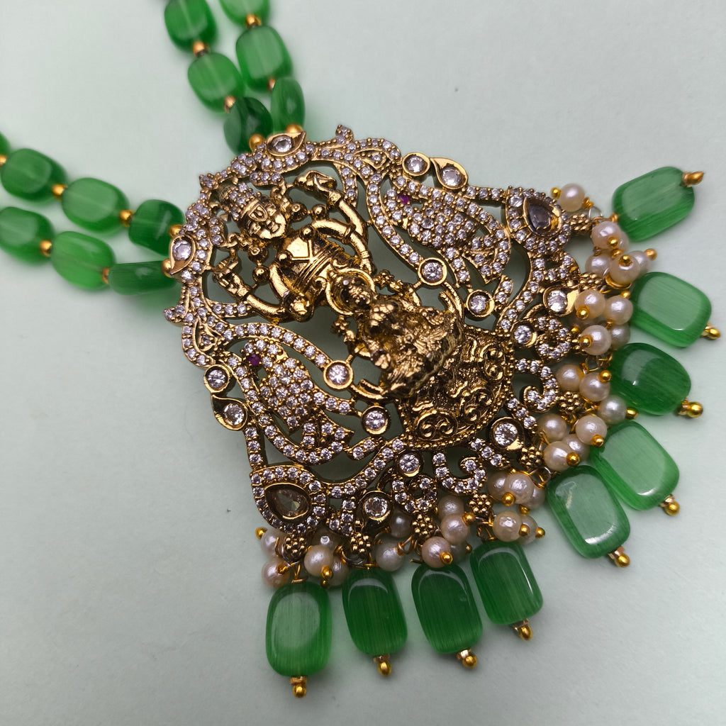 Parrot Motif Vishnu–Lakshmi Temple Mala