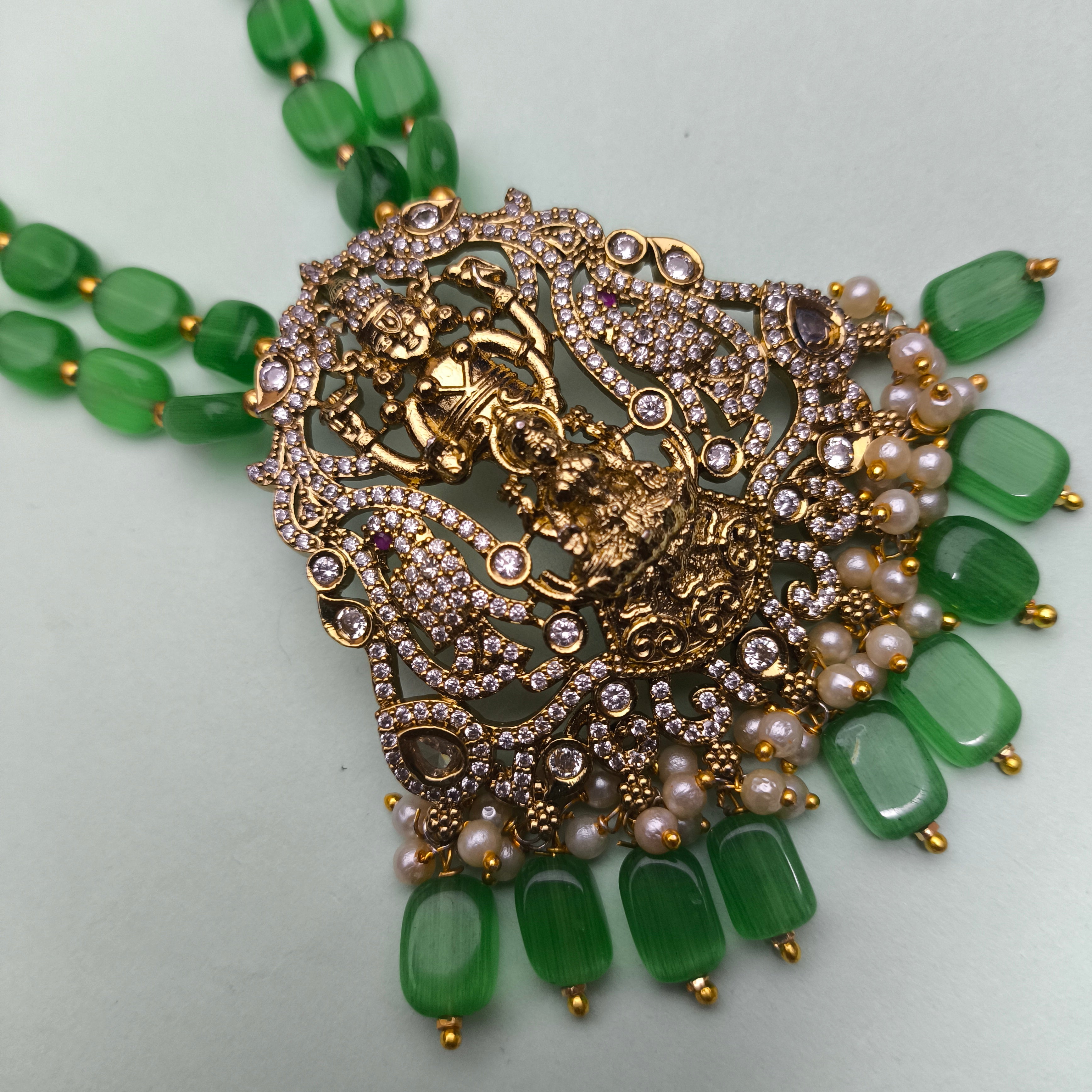 Parrot Motif Vishnu–Lakshmi Temple Mala