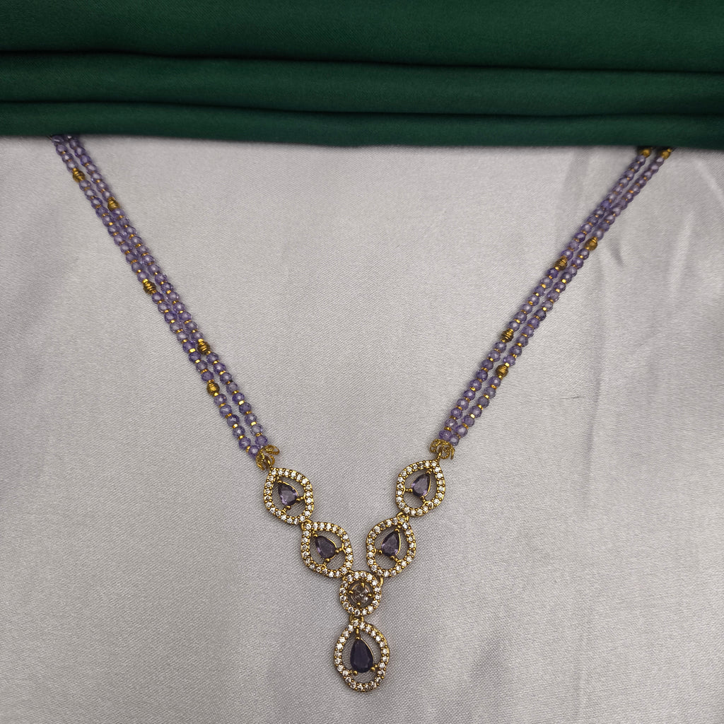 Tear-Drop Pendant Crystal Bead Necklace