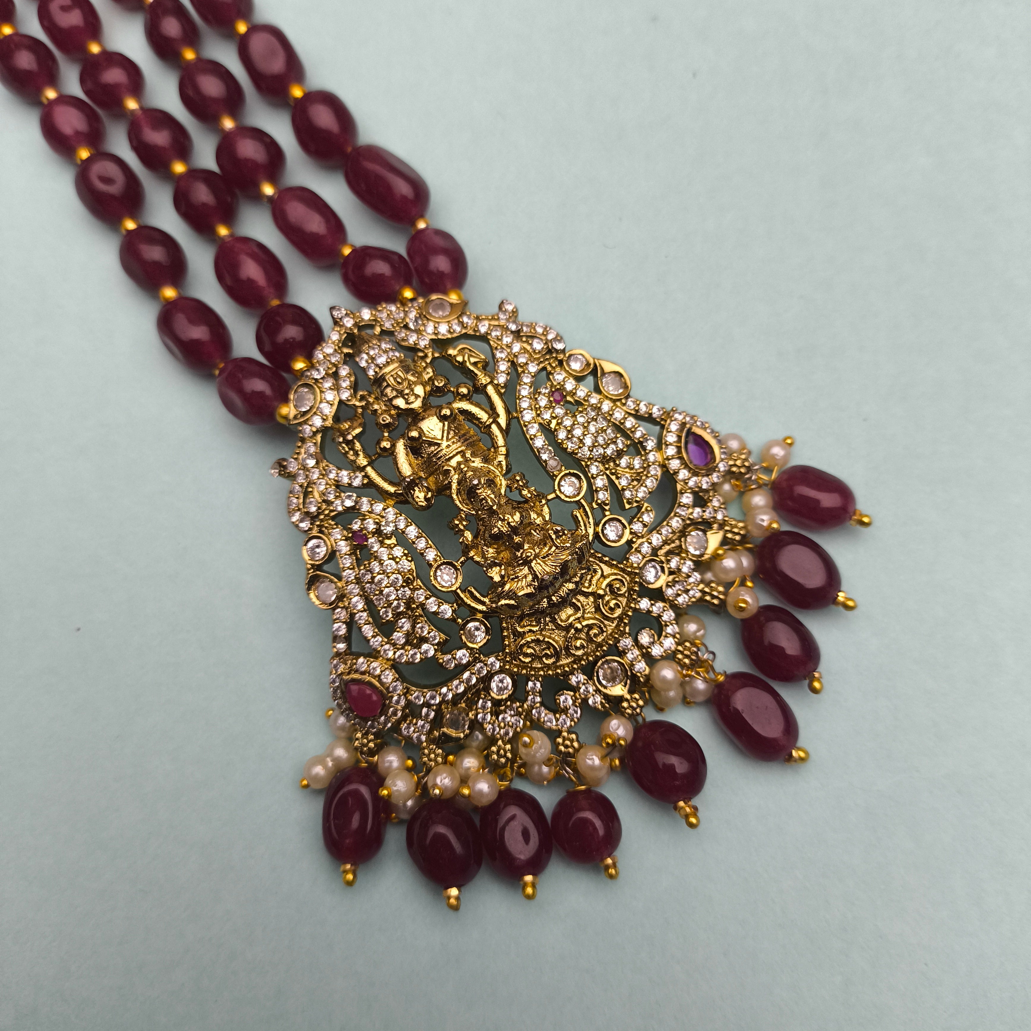 Parrot Motif Vishnu–Lakshmi Temple Mala