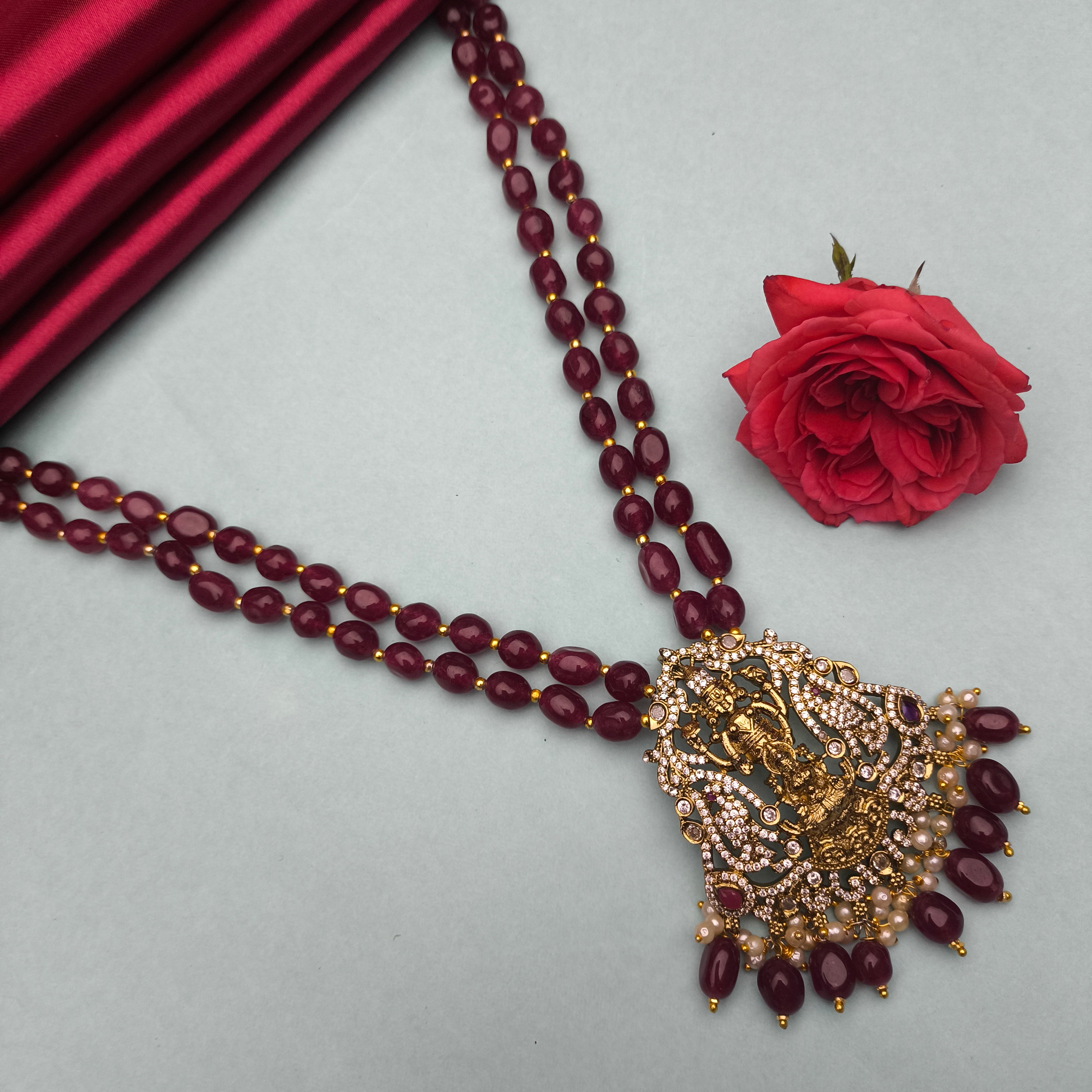 Parrot Motif Vishnu–Lakshmi Temple Mala